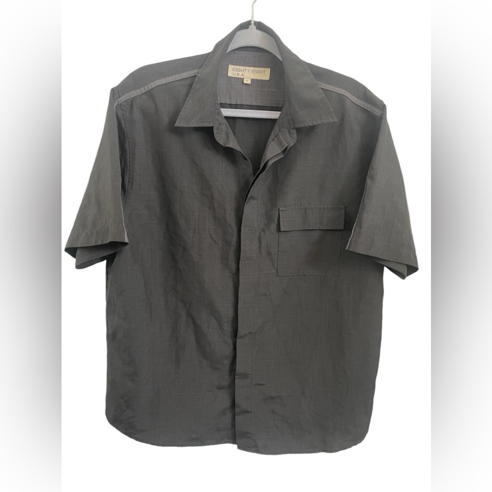 Eighty Eight Moss Black Textured Short Sleeve Shirt Sz(M)
